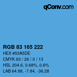 Color code: RGB 83 165 222 | qconv.com