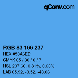 Color code: RGB 83 166 237 | qconv.com
