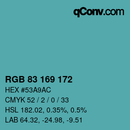 颜色代码: RGB 83 169 172 | qconv.com