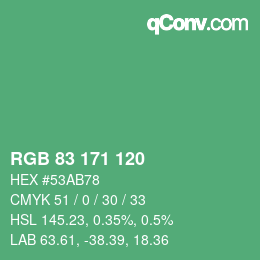カラーコード: RGB 83 171 120 | qconv.com