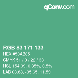 カラーコード: RGB 83 171 133 | qconv.com