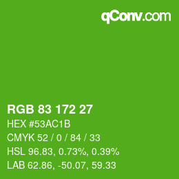 Color code: RGB 83 172 27 | qconv.com