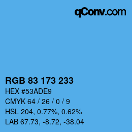 Color code: RGB 83 173 233 | qconv.com