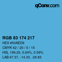 Color code: RGB 83 174 217 | qconv.com