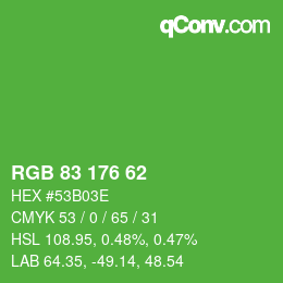 Color code: RGB 83 176 62 | qconv.com