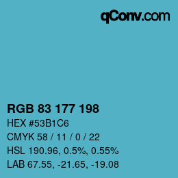 Color code: RGB 83 177 198 | qconv.com