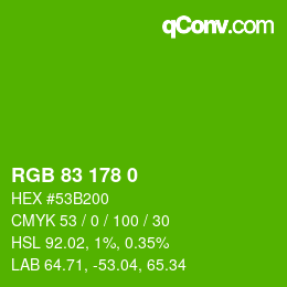 Color code: RGB 83 178 0 | qconv.com