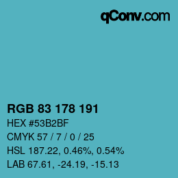 Color code: RGB 83 178 191 | qconv.com