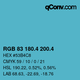 カラーコード: RGB 83 180.4 200.4 | qconv.com