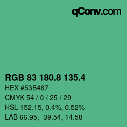 カラーコード: RGB 83 180.8 135.4 | qconv.com