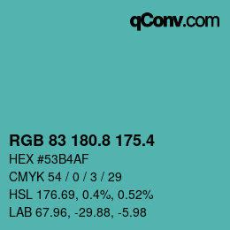 カラーコード: RGB 83 180.8 175.4 | qconv.com
