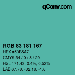 颜色代码: RGB 83 181 167 | qconv.com