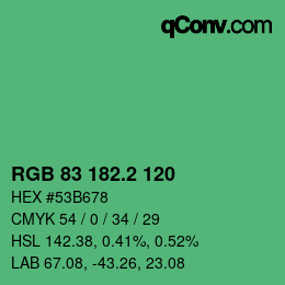 カラーコード: RGB 83 182.2 120 | qconv.com