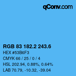 カラーコード: RGB 83 182.2 243.6 | qconv.com