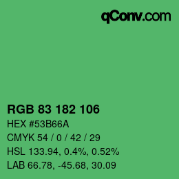 Color code: RGB 83 182 106 | qconv.com