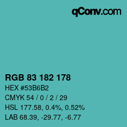 Color code: RGB 83 182 178 | qconv.com