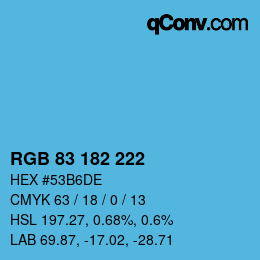カラーコード: RGB 83 182 222 | qconv.com