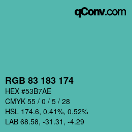 Color code: RGB 83 183 174 | qconv.com