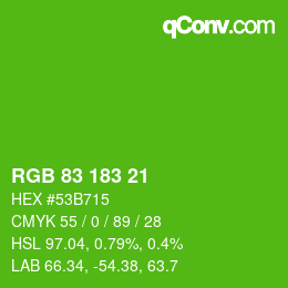 Color code: RGB 83 183 21 | qconv.com