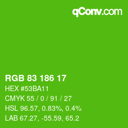 Color code: RGB 83 186 17 | qconv.com