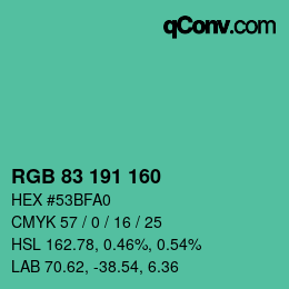 Color code: RGB 83 191 160 | qconv.com