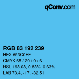 Color code: RGB 83 192 239 | qconv.com