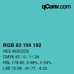 Color code: RGB 83 194 192 | qconv.com