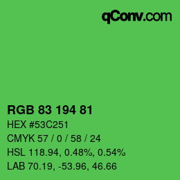 Color code: RGB 83 194 81 | qconv.com