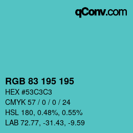 カラーコード: RGB 83 195 195 | qconv.com