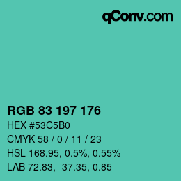 Color code: RGB 83 197 176 | qconv.com