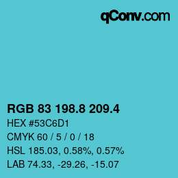 カラーコード: RGB 83 198.8 209.4 | qconv.com