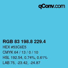 カラーコード: RGB 83 198.8 229.4 | qconv.com