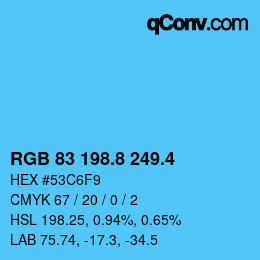 カラーコード: RGB 83 198.8 249.4 | qconv.com