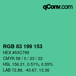 Color code: RGB 83 199 153 | qconv.com