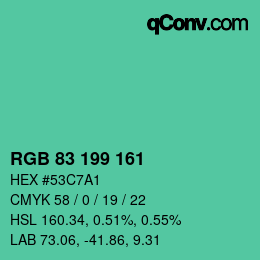 Color code: RGB 83 199 161 | qconv.com