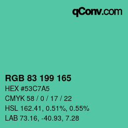 Color code: RGB 83 199 165 | qconv.com