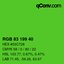 Farbcode: RGB 83 199 40 | qconv.com