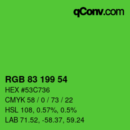 Color code: RGB 83 199 54 | qconv.com