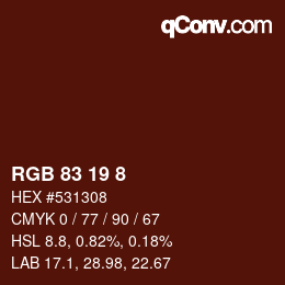 カラーコード: RGB 83 19 8 | qconv.com