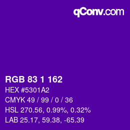 カラーコード: RGB 83 1 162 | qconv.com