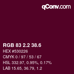 カラーコード: RGB 83 2.2 38.6 | qconv.com