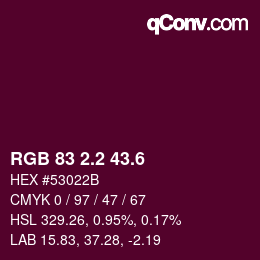 カラーコード: RGB 83 2.2 43.6 | qconv.com