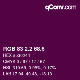 カラーコード: RGB 83 2.2 68.6 | qconv.com