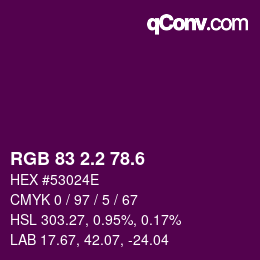 カラーコード: RGB 83 2.2 78.6 | qconv.com
