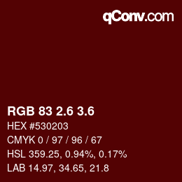カラーコード: RGB 83 2.6 3.6 | qconv.com