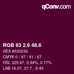 カラーコード: RGB 83 2.6 48.6 | qconv.com