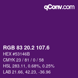 カラーコード: RGB 83 20.2 107.6 | qconv.com