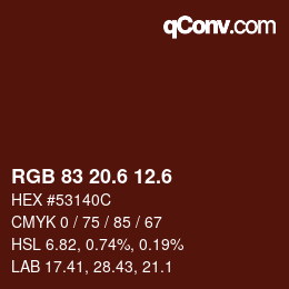 カラーコード: RGB 83 20.6 12.6 | qconv.com