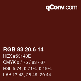 カラーコード: RGB 83 20.6 14 | qconv.com