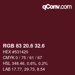 カラーコード: RGB 83 20.6 32.6 | qconv.com